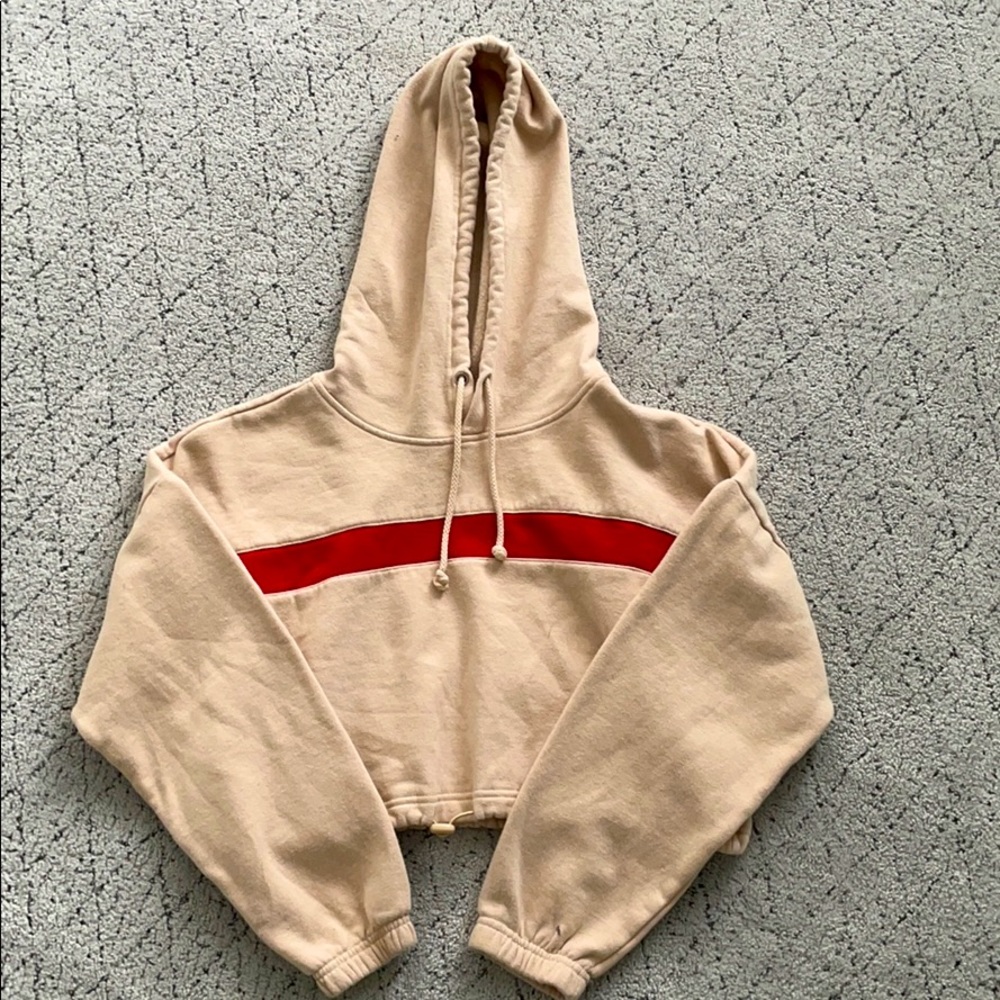 Cropped cream hoodie